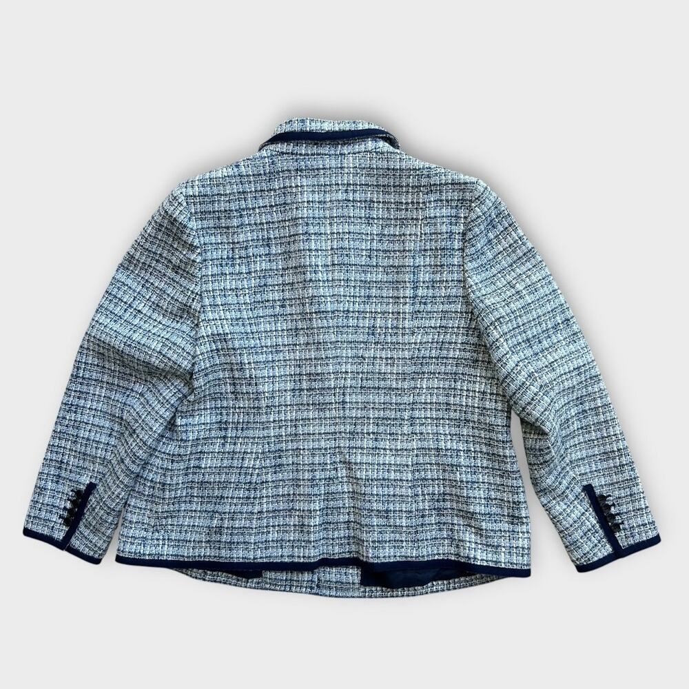 Talbots Tweed Blazer Jacket Women's Size 16 Blue White Bouclé Classic Preppy - Picture 7 of 13
